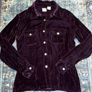 💎RARE💎Stunning True Vintage GAP Purple Velvet Button Down Shirt, Size Small